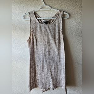 Tan Brown White Tank Top with Lace Up